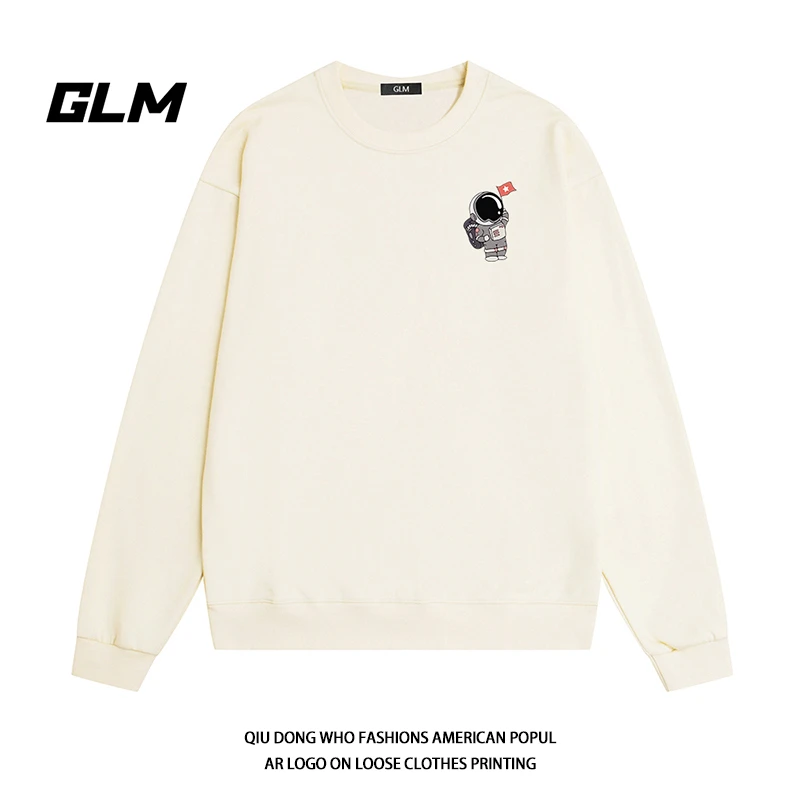 GLM秋款小众设计感休闲ins风美式情侣卫衣男圆领简约百搭时尚