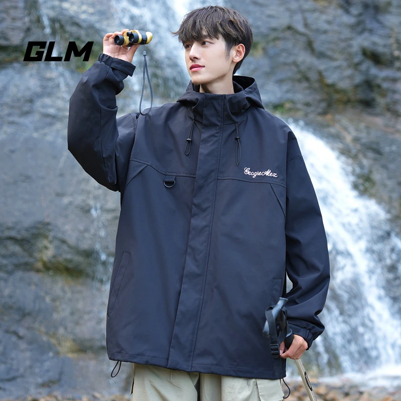 森馬集团品牌GLM夹克情侣秋季潮牌户外运动连帽冲锋衣休闲百搭男Y