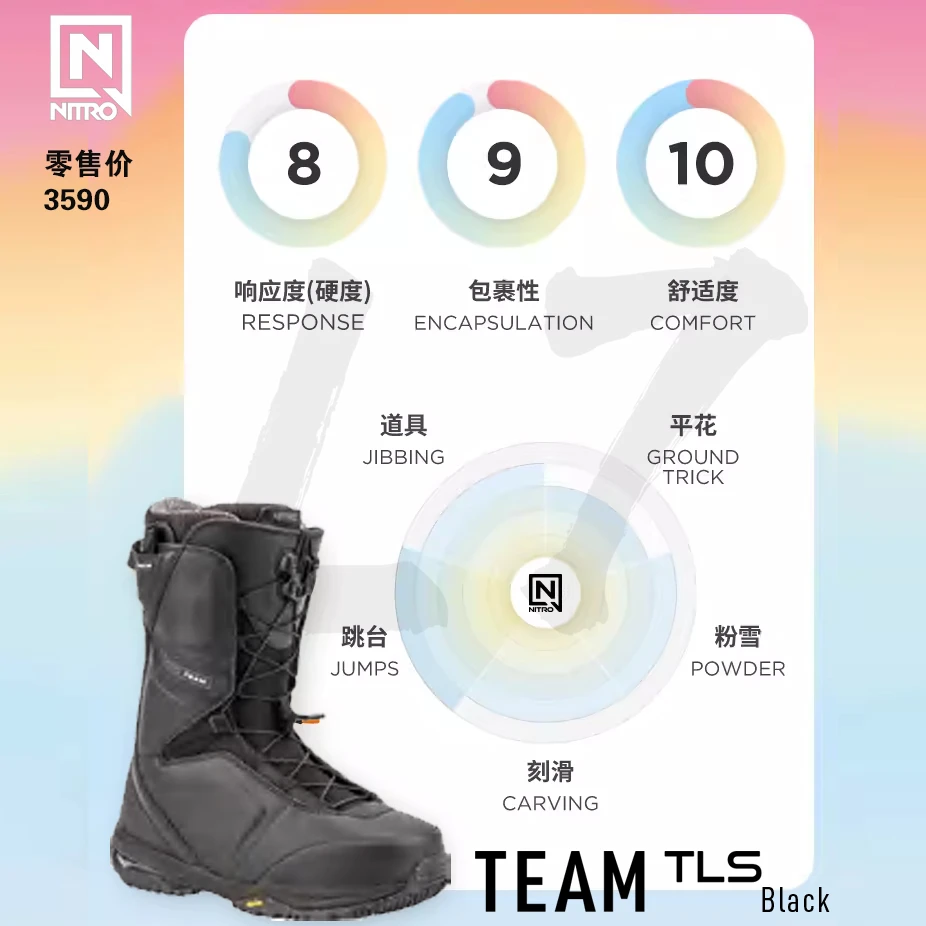 NITRO 2425新款滑雪鞋 TEAM男款专业滑雪鞋TLS抽绳经典主推