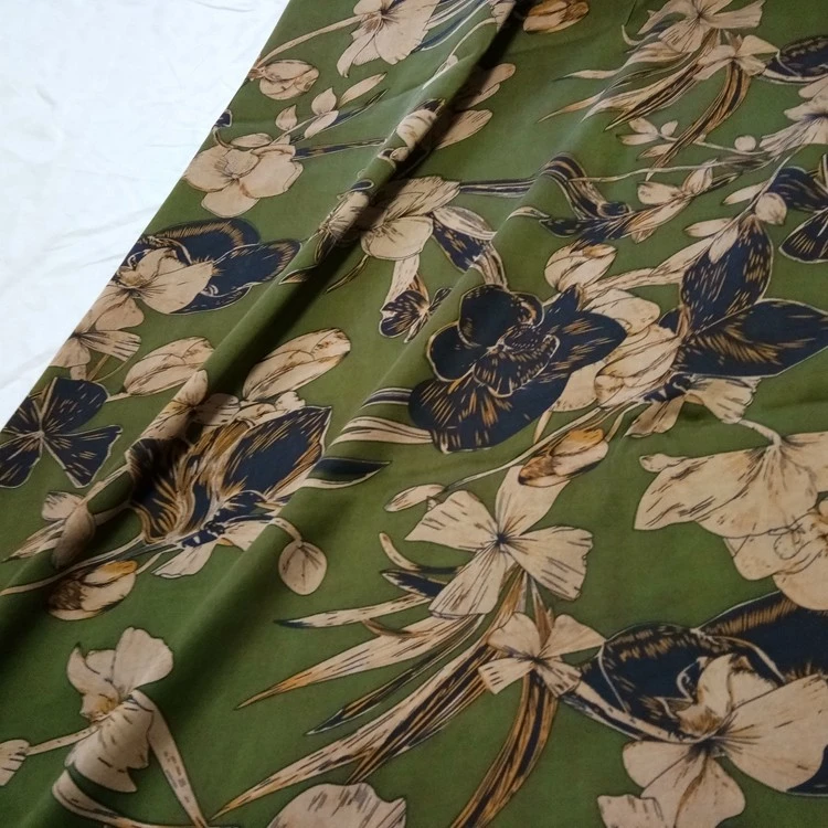 柔软亲肤透气桑蚕丝香云纱素绉缎高定服装真丝布料DIY丝绸 青春花