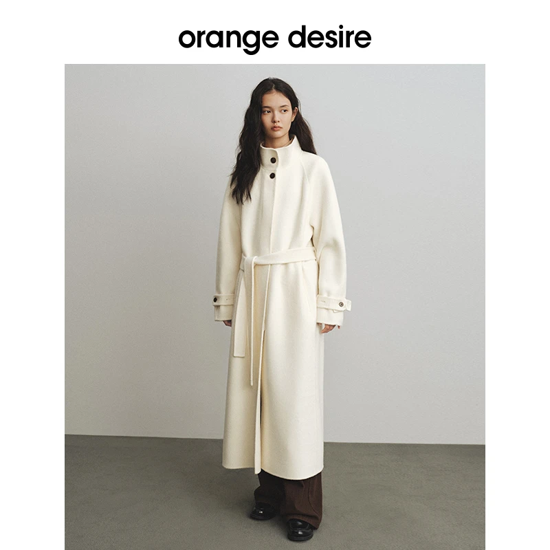 orange desire松弛感立领廓形羊绒毛呢大衣2024冬新款OD2DWWW3011