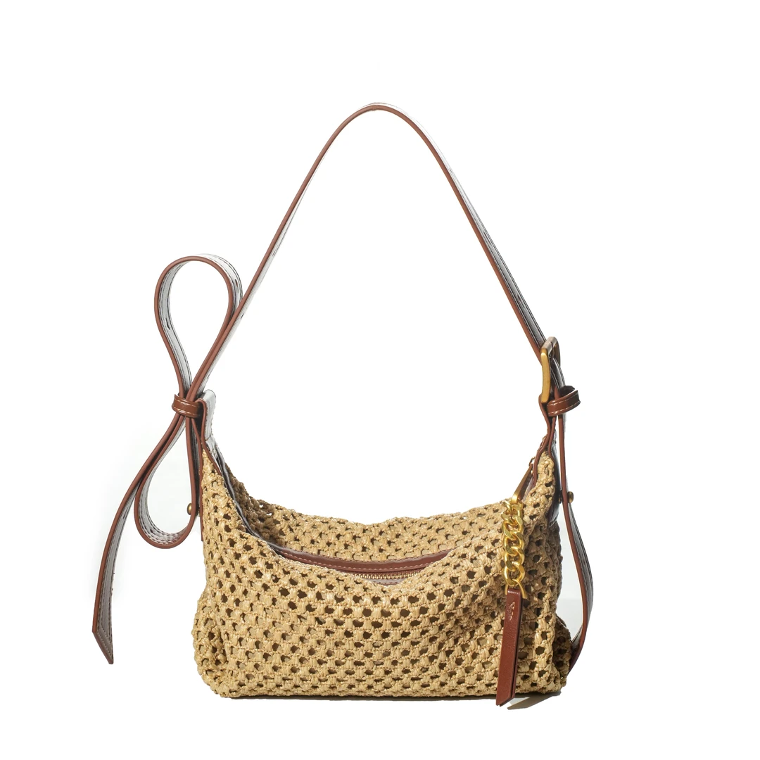 BV&BP原创设计真皮高定编织草编斜跨女包BV12739-咖啡