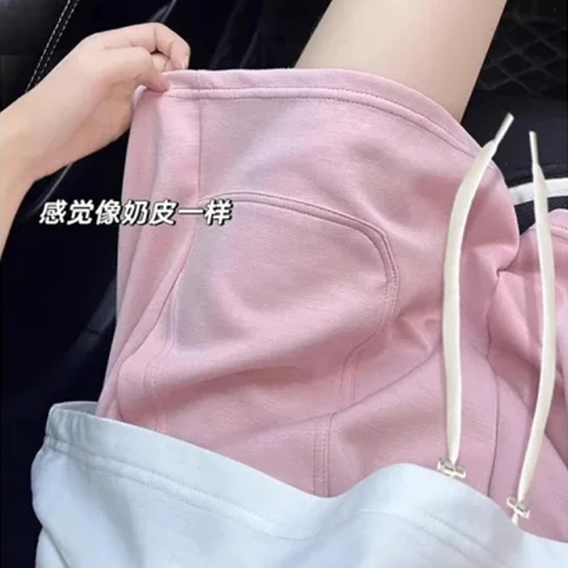 孕妇抽绳短裤2024夏季新款薄款奶皮裤休闲时尚短裤A字工装短裤