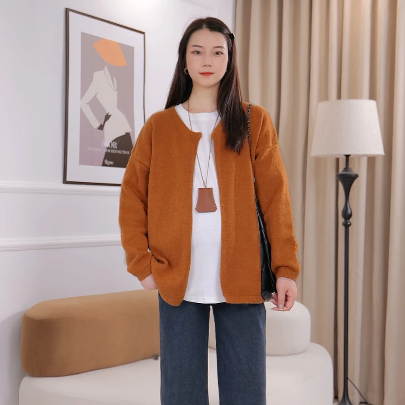 孕妇装秋冬新款时尚休闲韩版慵懒风百搭宽松加厚毛衣开衫外套
