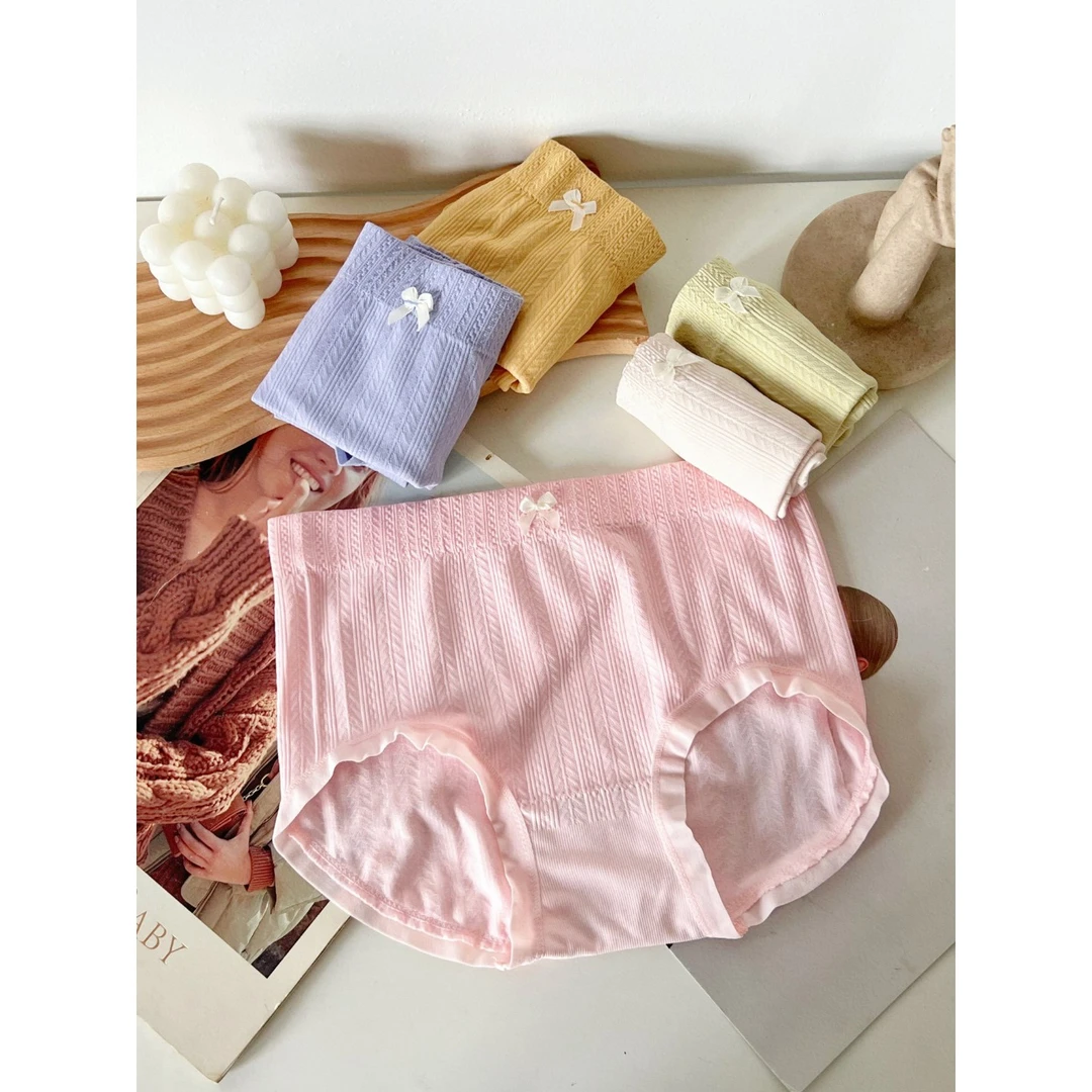 【试穿一条】15条源头工厂薄款中腰艾叶女士底裤蝴蝶结颜色随机