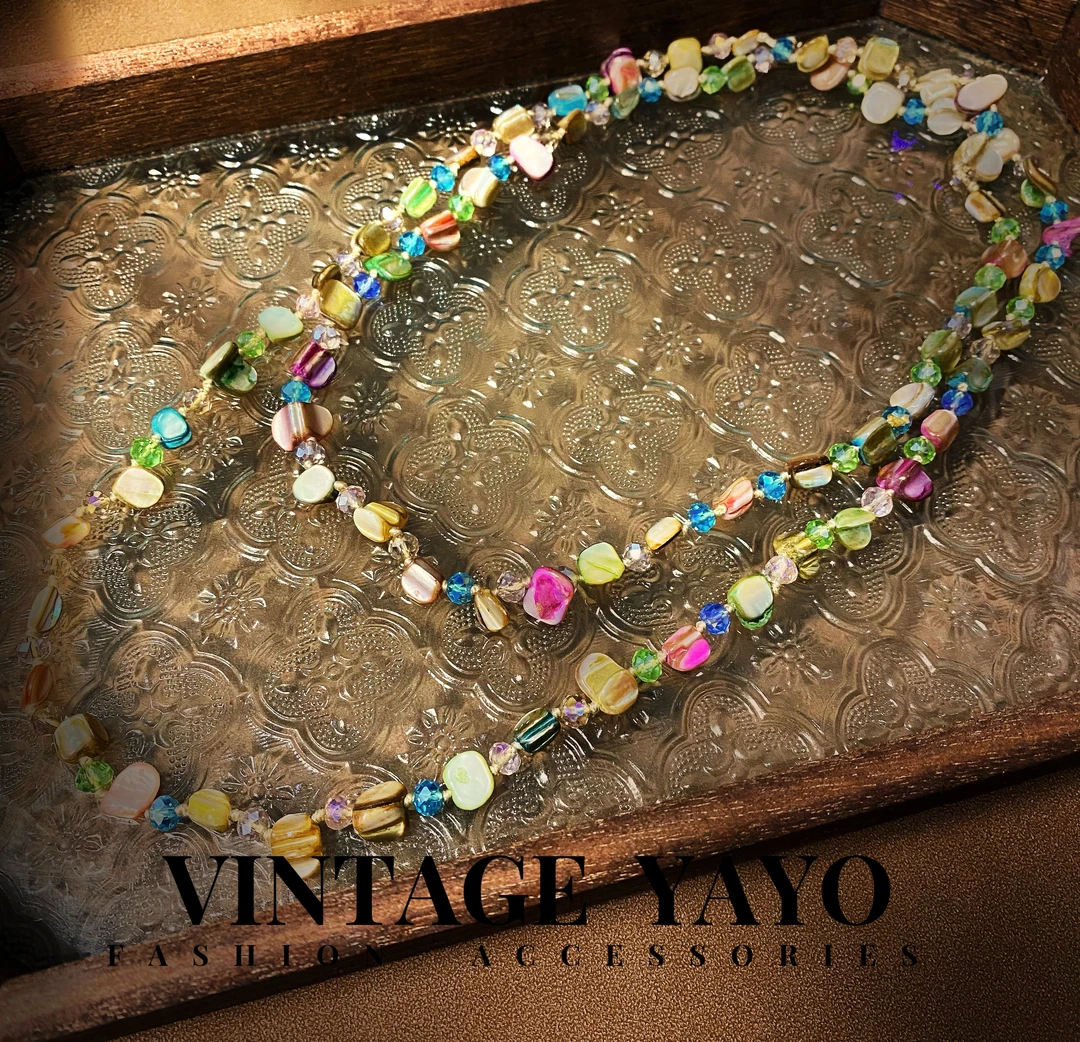 铜合金贝壳项链 11509手工法式古典时尚百搭新款多彩项链