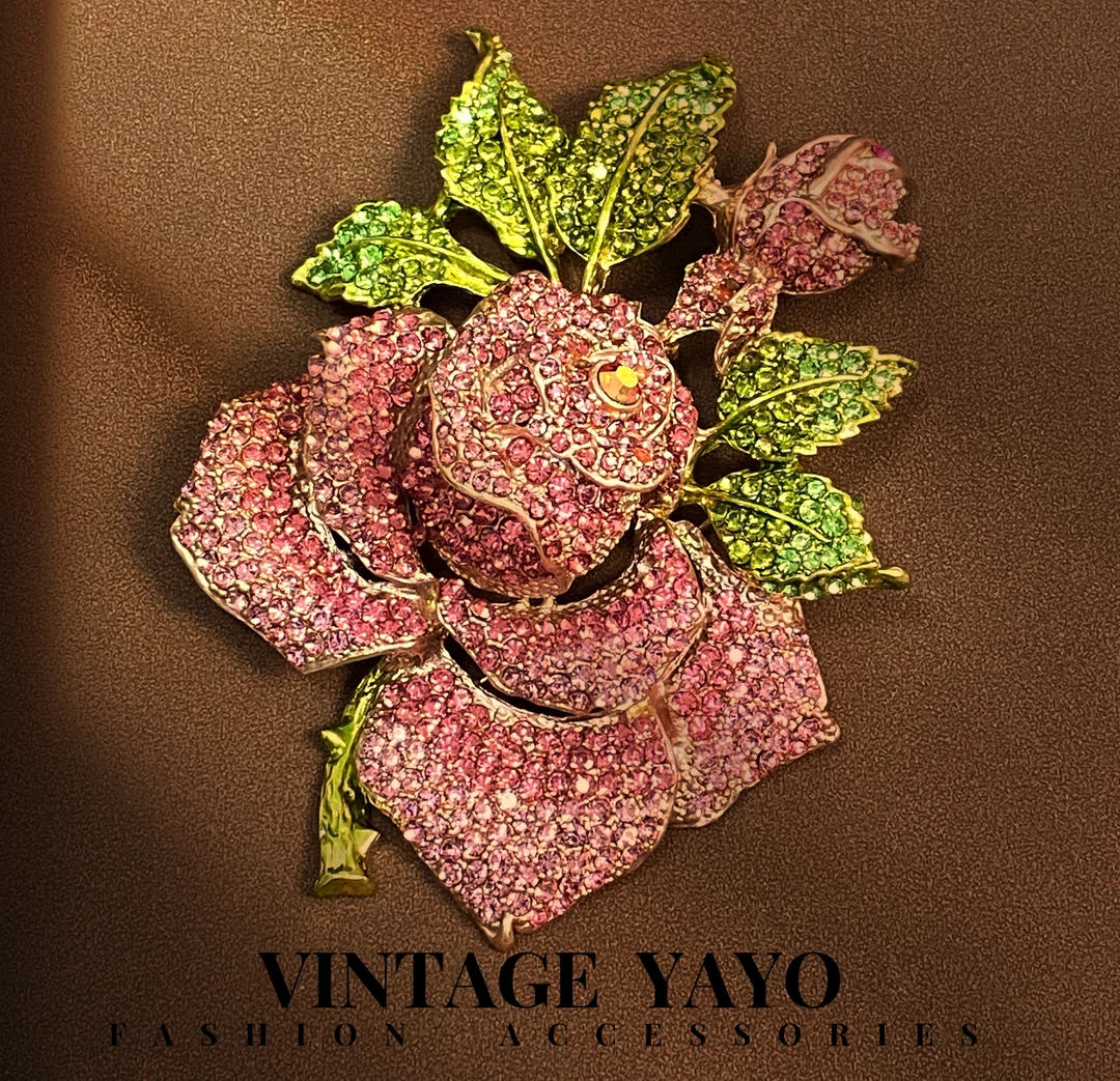 铜合金胸针 时尚中古手工法式古典宫廷风设计粉色玫瑰花胸针31023