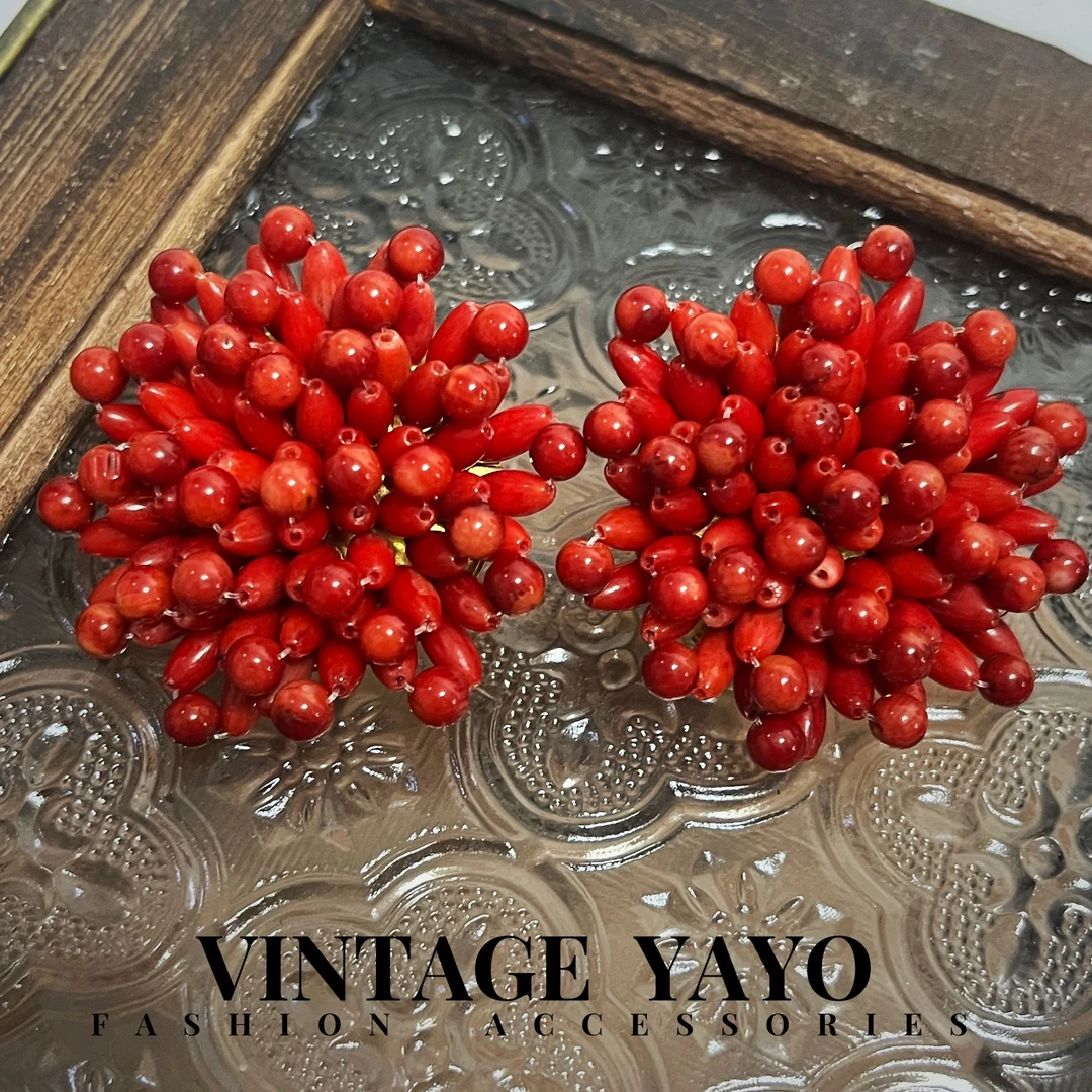 铜合金贝壳耳饰 80999手工意大利手工编深海红珊珊耳饰