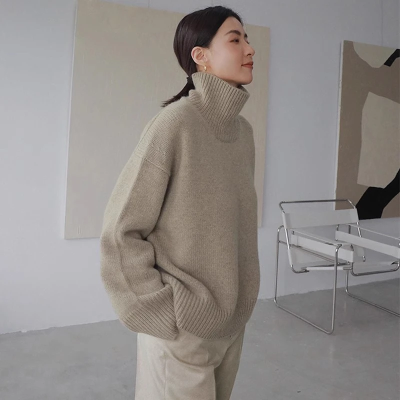法式高领毛衣女秋冬外穿2024年秋季新款宽松慵懒风套头针织衫上衣