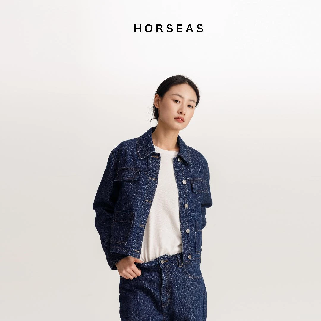 THE HORSEAS/海边的马秋冬汉麻棉宽松短款休闲牛仔外套上衣女外套