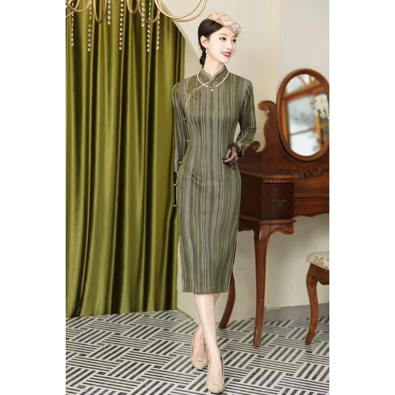 梦路 T468 秋季新款 依萍 裙长110 七分袖旗袍