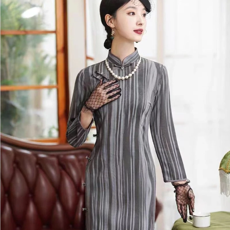 梦路 T469 秋季新款 华夫人 裙长110 七分袖旗袍