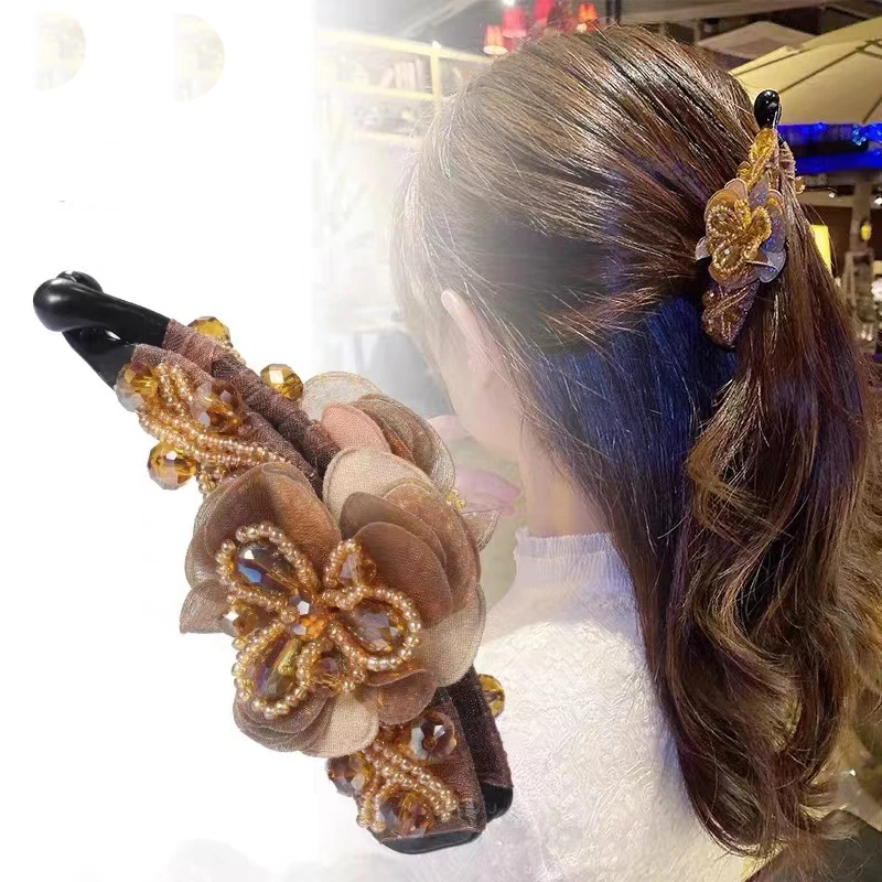 花瓣香蕉夹竖夹马尾气质发夹后脑勺网红一字夹子头饰发卡大号抓夹