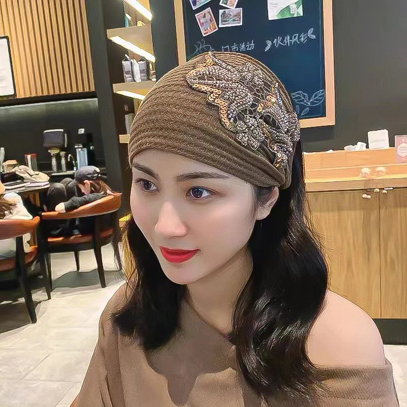 时尚毛线针织宽边发带秋冬保暖头巾女头饰护耳头套遮白发头箍发箍