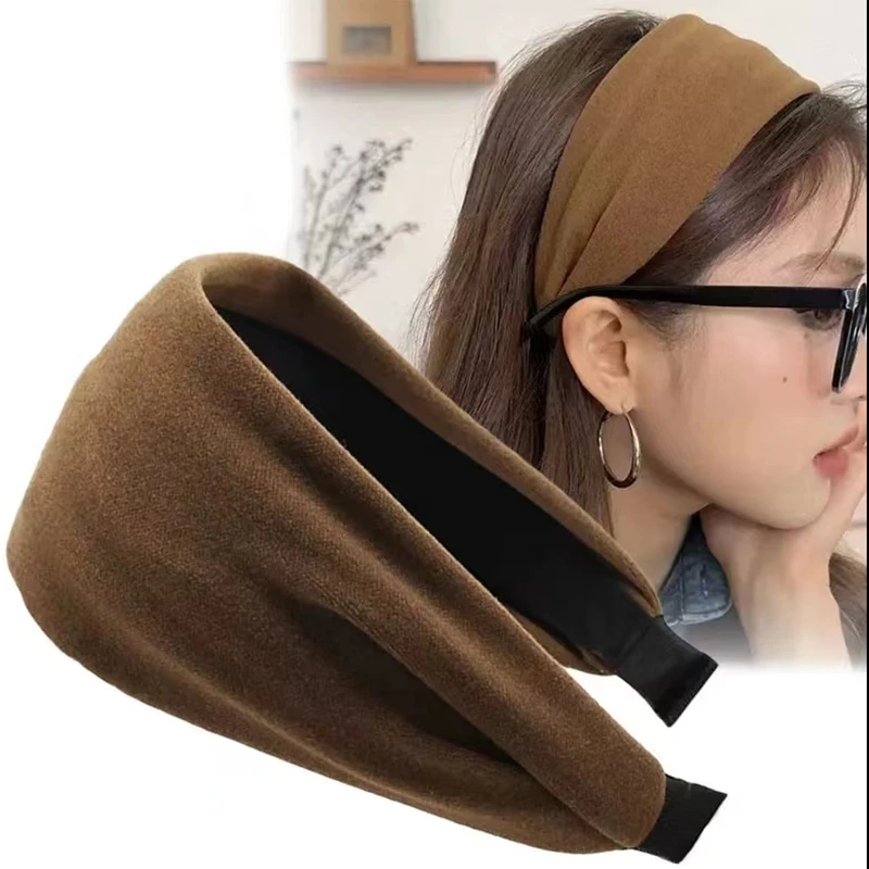 韩国网红秋冬发箍宽边压发洗脸百搭复古头箍软边亲肤毛呢发卡头饰