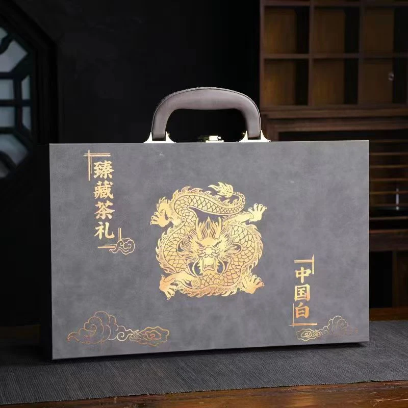 羊脂玉瓷龙纹浮雕家用三才盖碗陶瓷高档中式白瓷茶具套装礼盒装