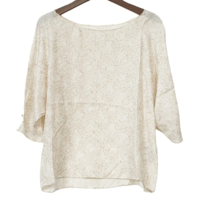 丽某莫精选女装新款洋气通勤气质百搭款杏色花上衣-1090