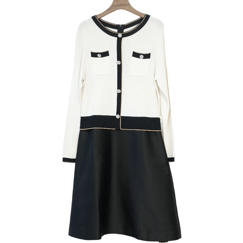 MT姿专柜折扣女装新款洋气通勤时尚气质黑白色女士连衣裙-12886