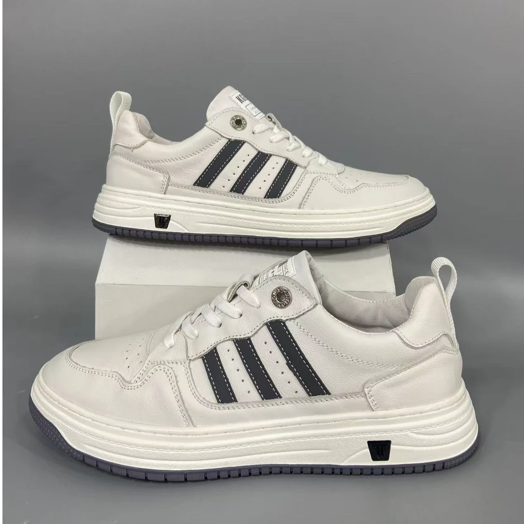 新款低帮男士时尚真皮百搭休闲板鞋LE6833