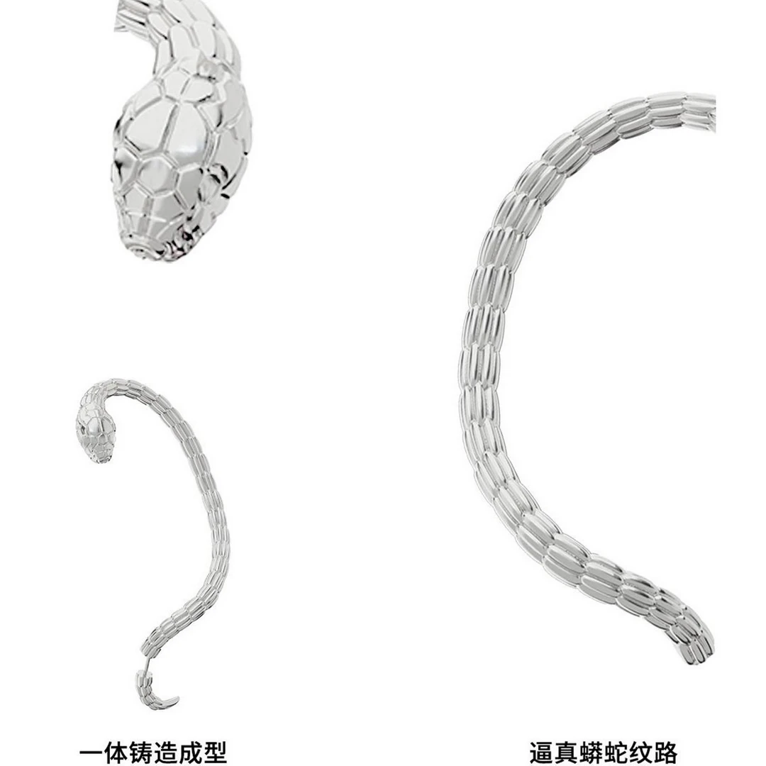 铜合金合成锆石耳饰 ICEGANG欧美蛇缠绕蛇形耳挂s925银针男女蛇年