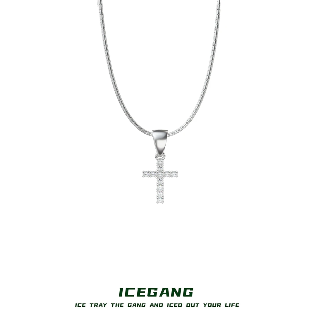 铜合金合成锆石吊坠 ICEGANG马思唯同款大十字架吊坠首饰项链男女