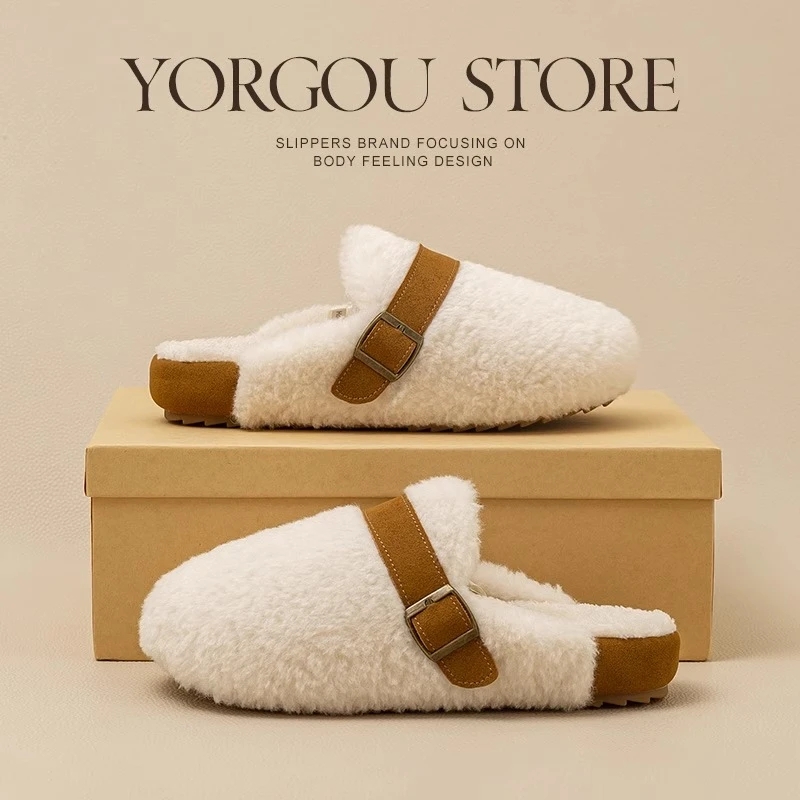 TZ&YG/远港时尚ins毛毛拖鞋女秋冬季居家厚底防滑毛绒棉拖鞋外穿