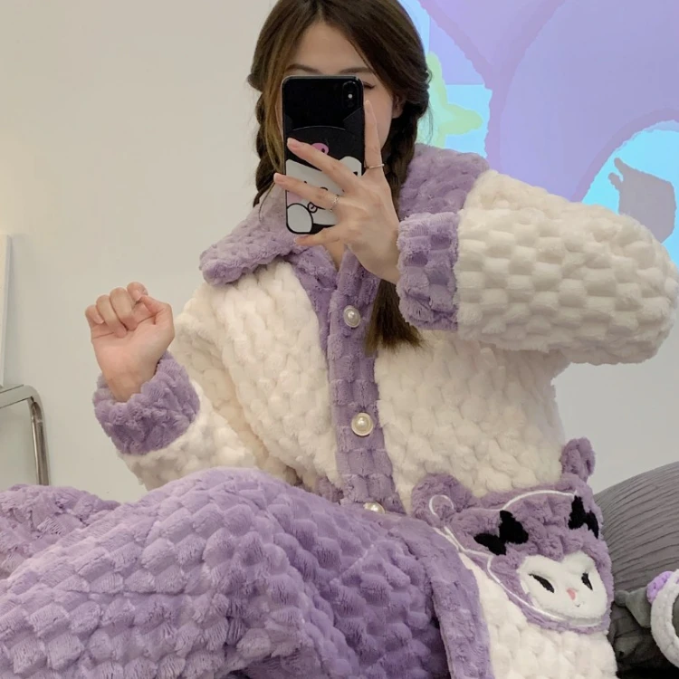 慕斯高定【三层夹棉库洛米】冬季上新加厚加棉睡衣家居服套装保暖