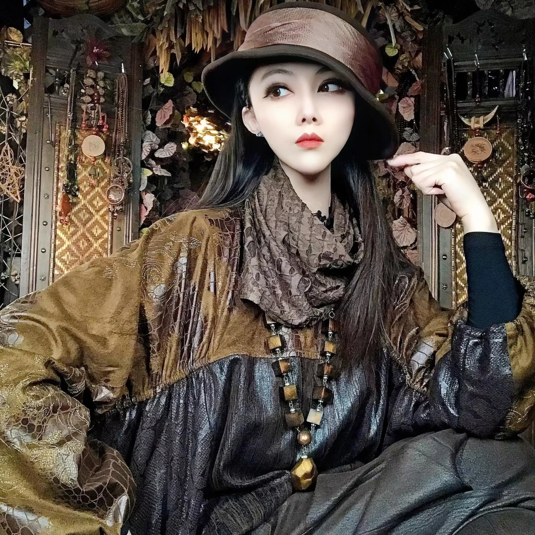 原创设计秋冬新款时尚减龄保暖套装外套上衣拼接重工复古衬衫气质