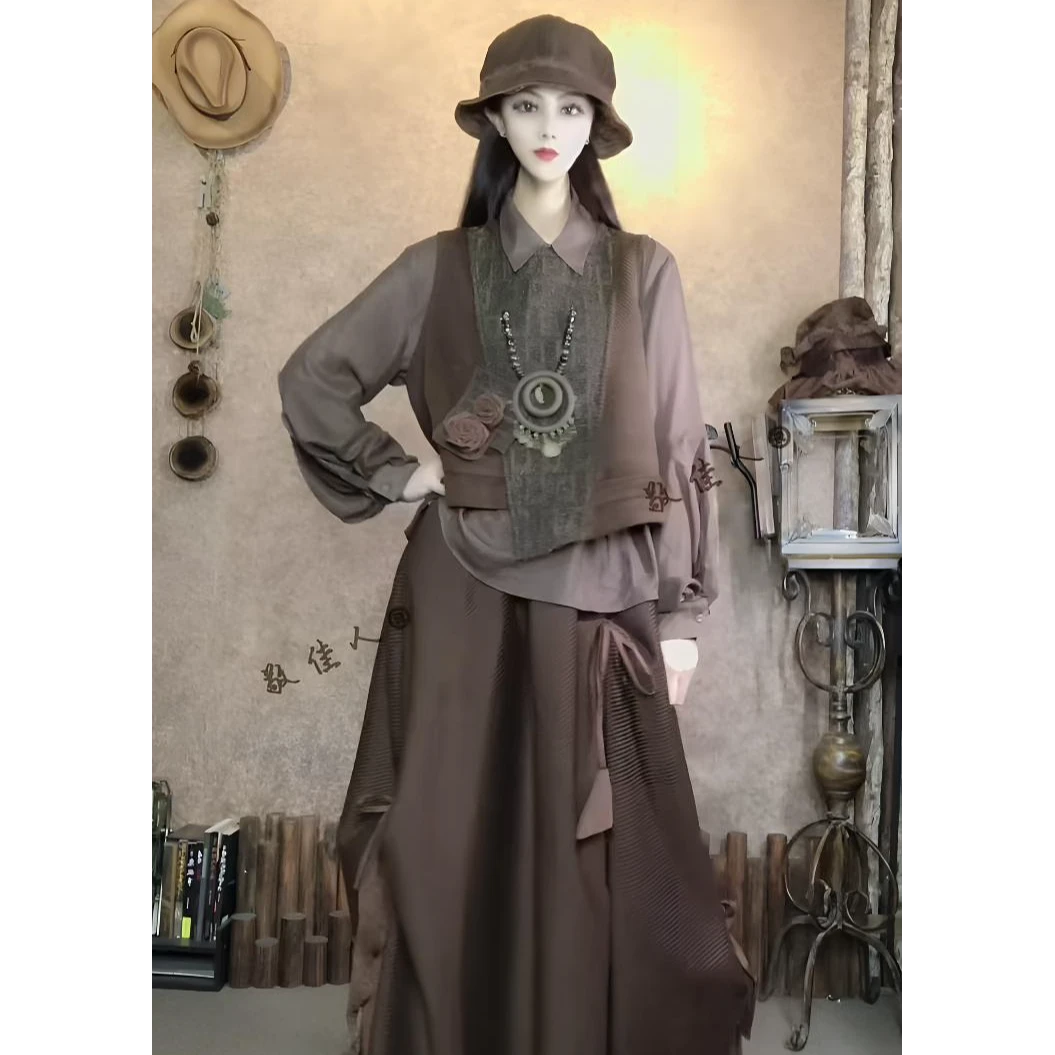 原创设计师款秋冬新款时尚减龄宽松套装小众外套复古秋季