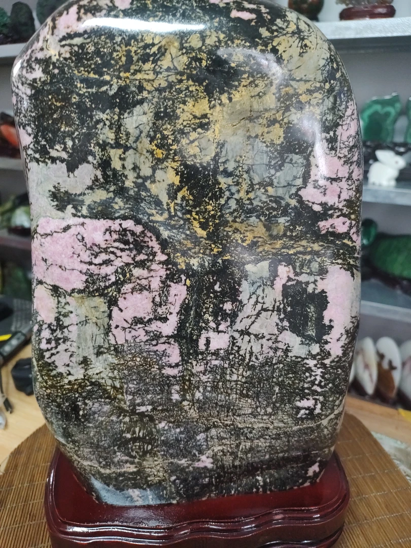 桃花玉，水草桃花玉家居装饰盆景石花架摆件