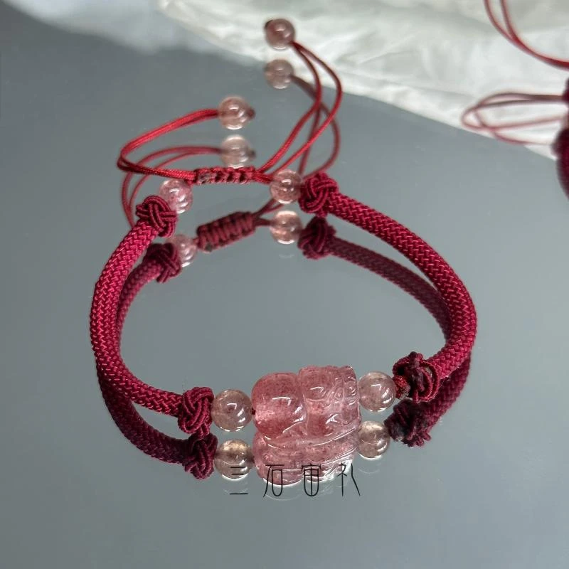 铜合金亚克力手链 本命年幸运貔貅情侣手链男女款属马人专属红绳