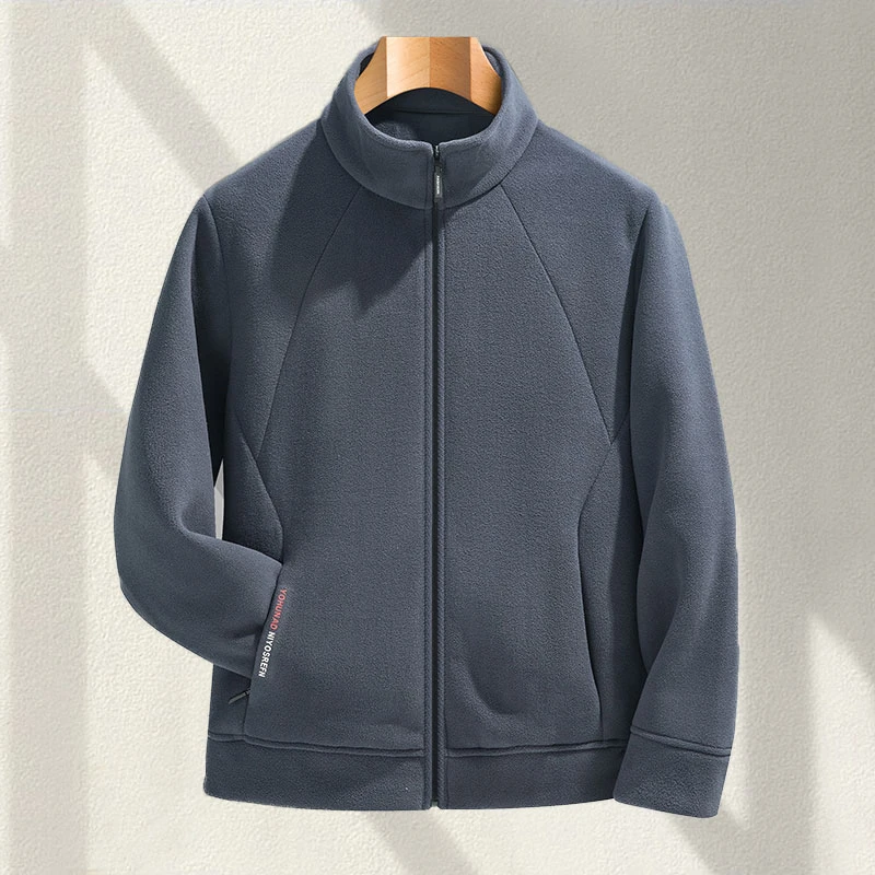 男士抓绒衣外套摇粒绒卫衣春秋季上衣户外休闲立领运动奥粒绒男装