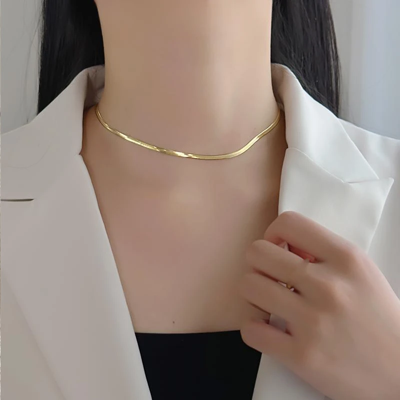 钛钢项链 不掉色蛇骨素款日韩项链简约气质百搭锁骨链ins女饰品