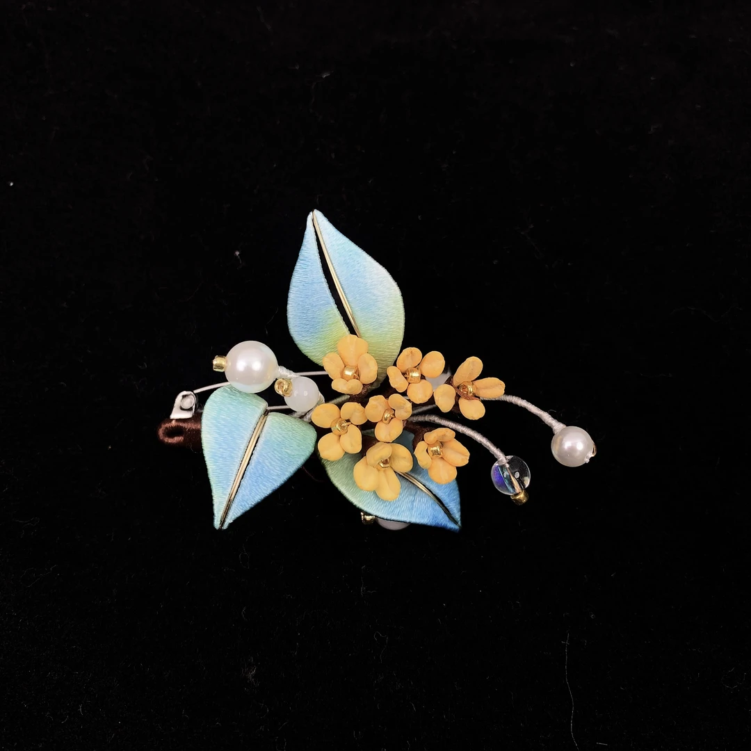 手工桑蚕丝缠花桂花胸针小众可爱（不支持退换）