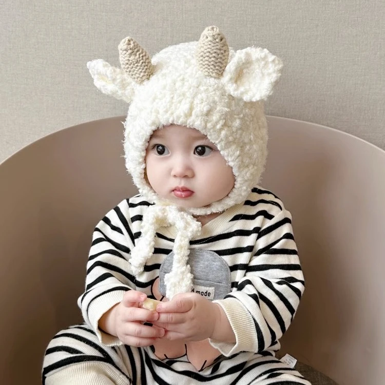 婴儿帽子秋冬婴幼儿男童护耳冬季加厚女童超萌可爱毛绒帽宝宝潮帽