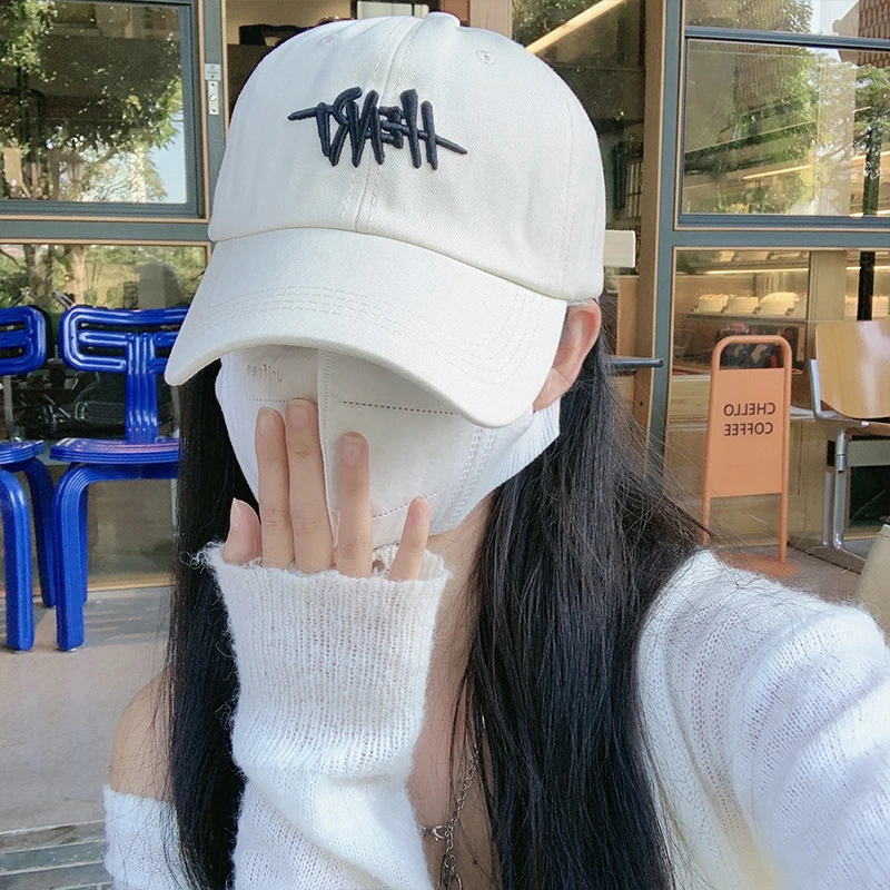 网红同款帽子女ins韩版显脸小棒球帽春夏字母刺绣透气防晒鸭舌帽