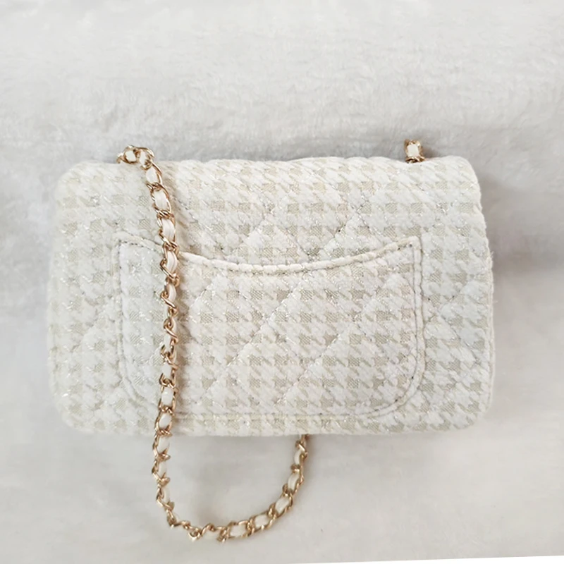 CHENG FENG新款菱格绣线呢子手提包F869米白色（配礼盒）