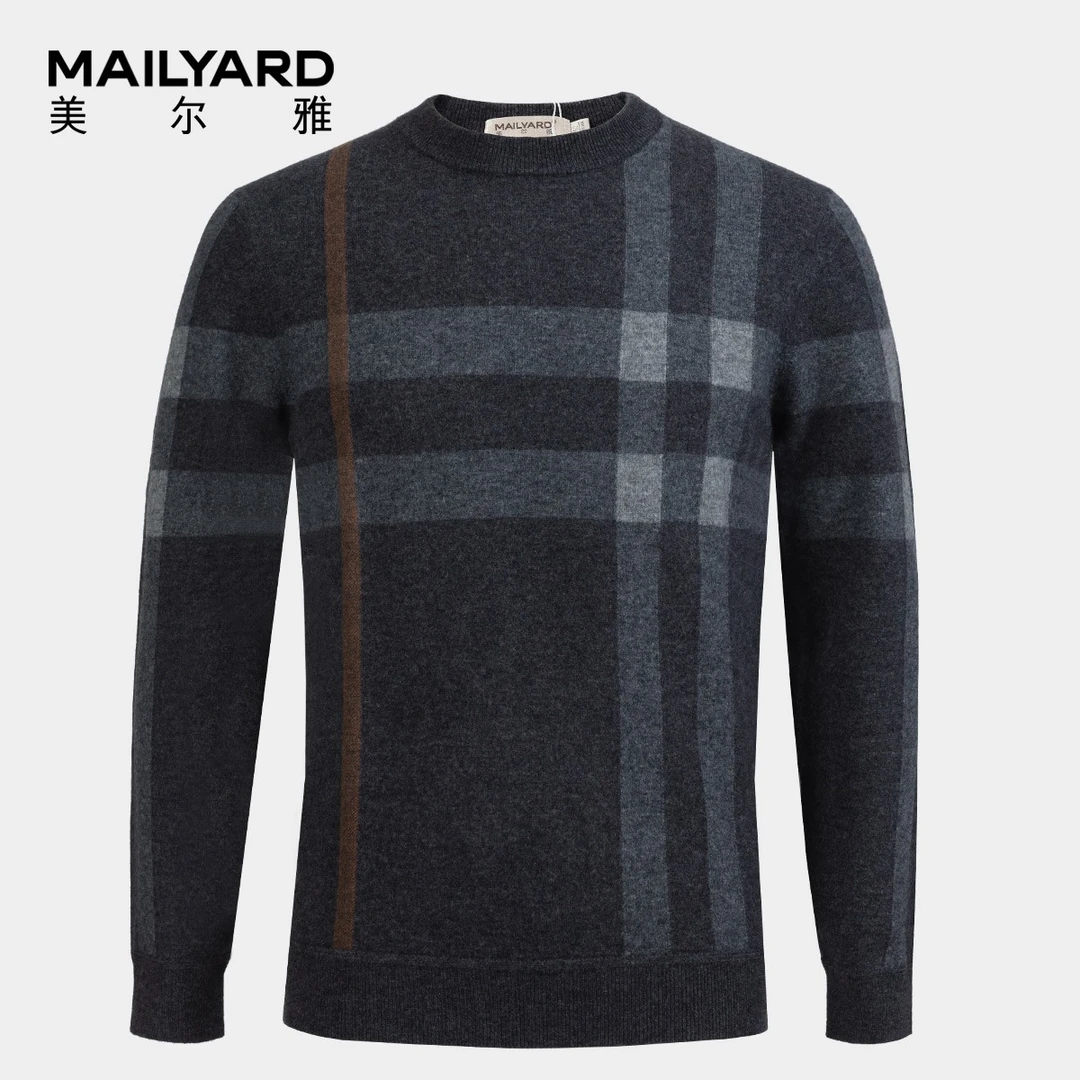 MAILYARD/美尔雅毛衫 纯羊毛商务休闲男士圆领套头秋冬毛衣 300