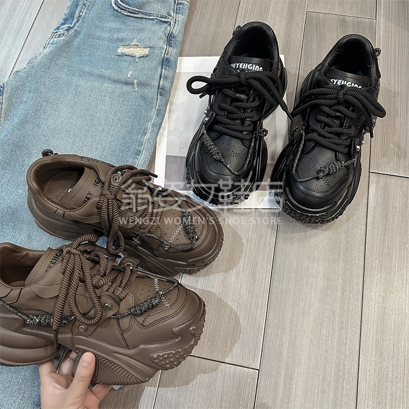 866-10【WENZI】秋季新款增高小个子松糕厚底休闲运动鞋