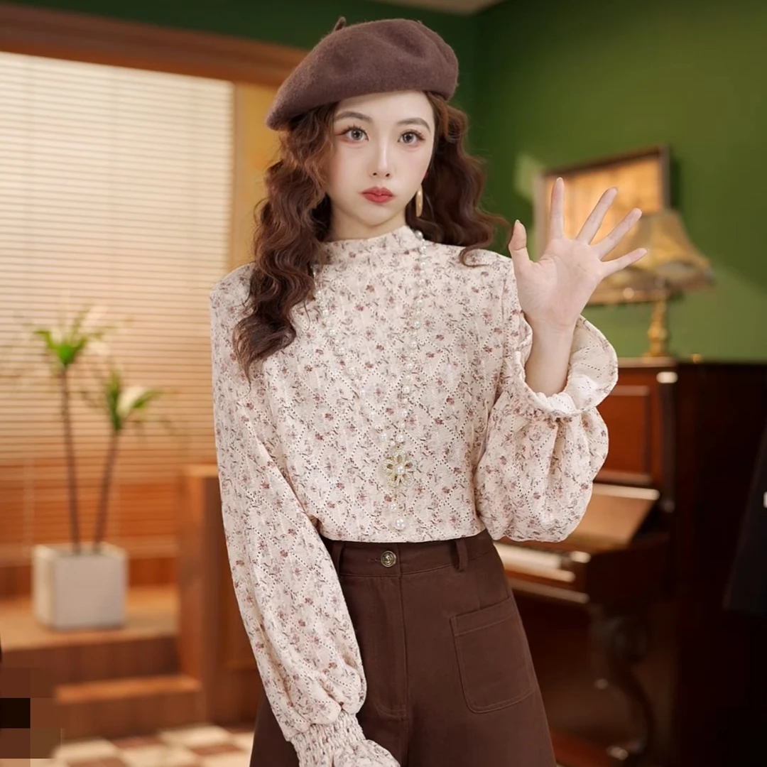 鹿晚不晚【花语】气质百搭长袖衬衫女宽松显瘦上衣 LN0924203-1