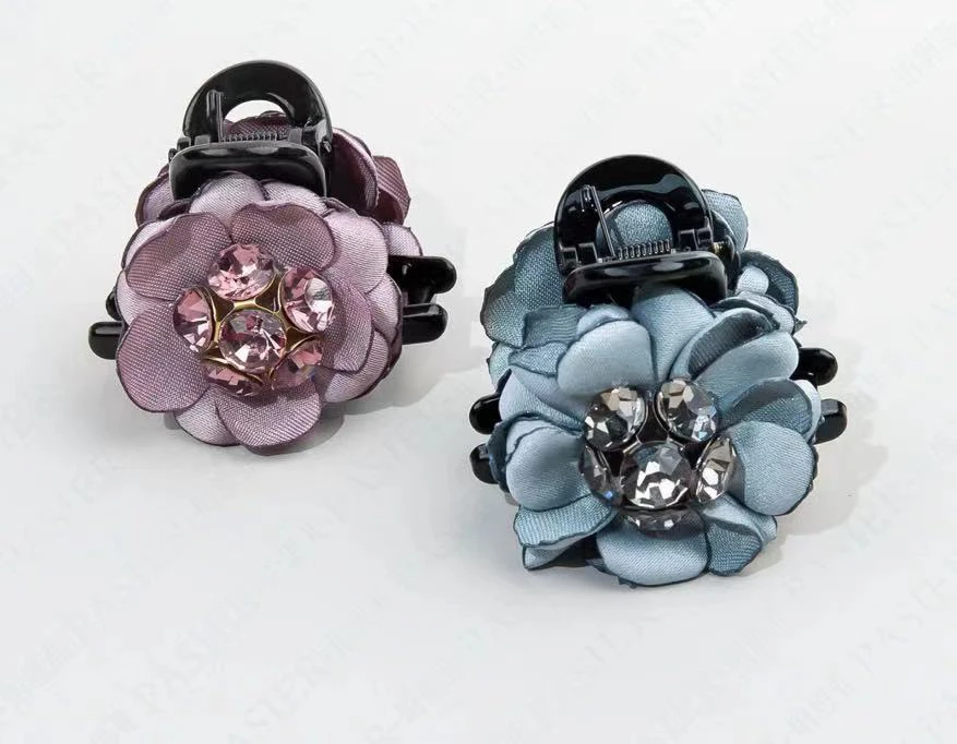 泊瑞雅夏季新款玫瑰发夹女手工片花小号花朵抓夹半扎发鲨鱼夹头饰