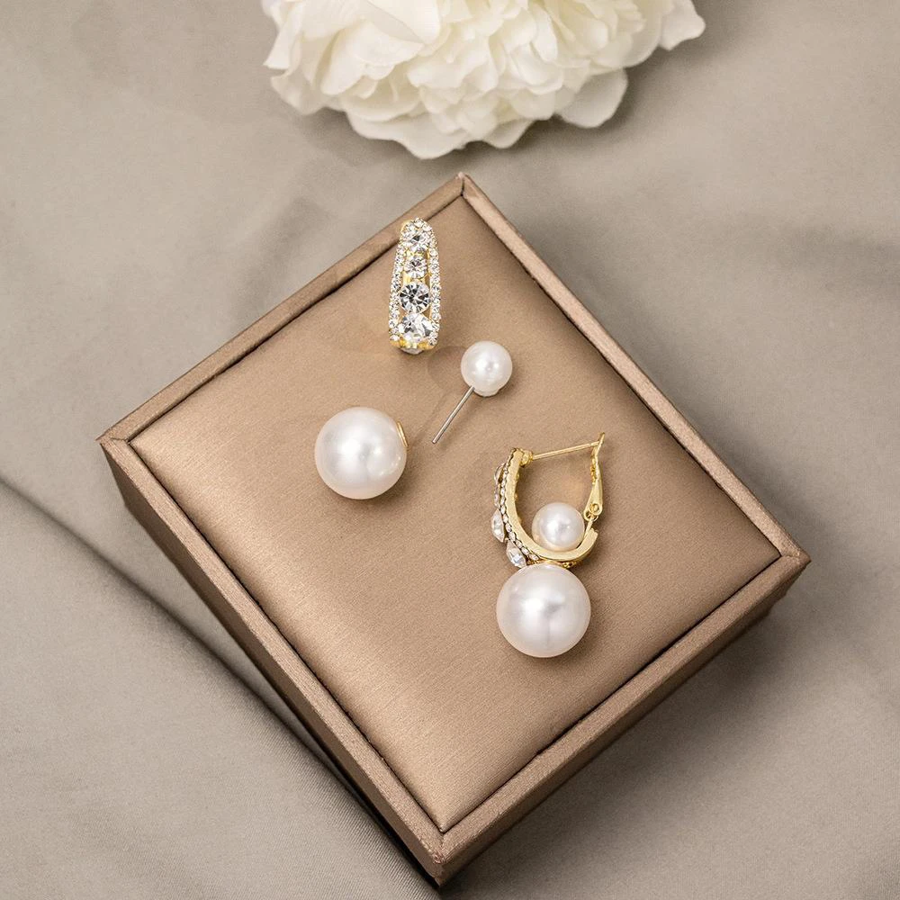 铜合金仿珍珠耳饰 时尚法式珠珠耳环耳扣小众耳钉2024新款耳饰