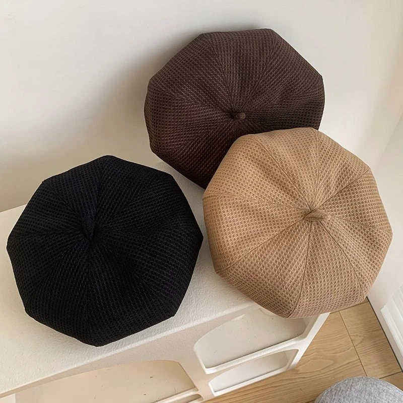 黑色甜酷贝雷帽女秋冬日系大头围蓓蕾画家帽ins网红显脸小帽子