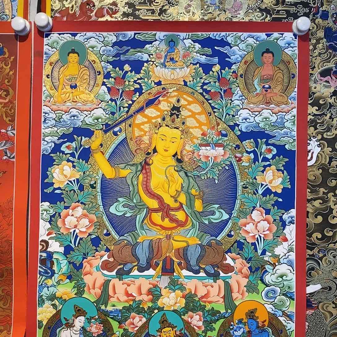 卷轴画?****?纯手绘文殊菩萨唐卡