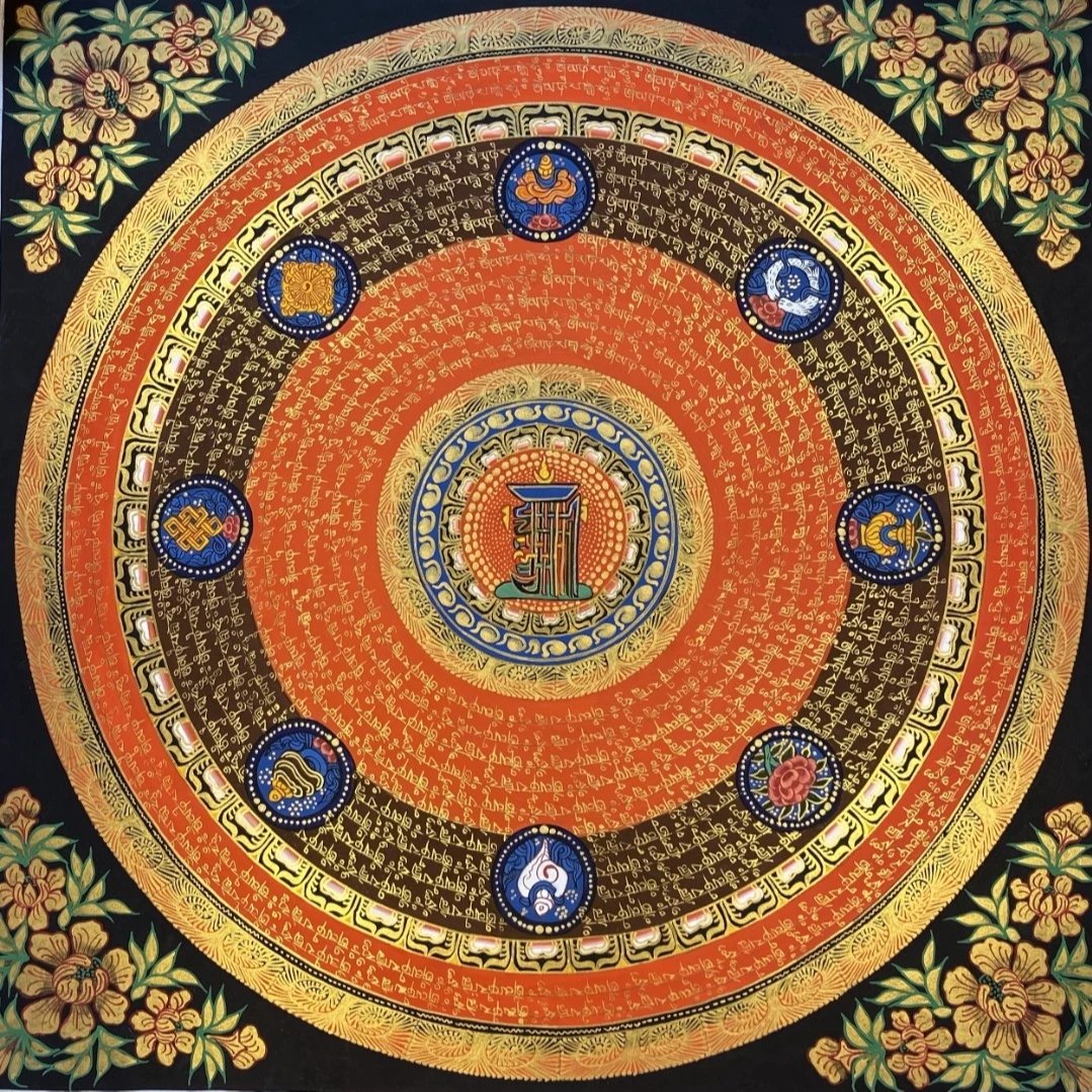 六字真言居家悬挂装饰画纯手绘矿物颜料50*50尺寸