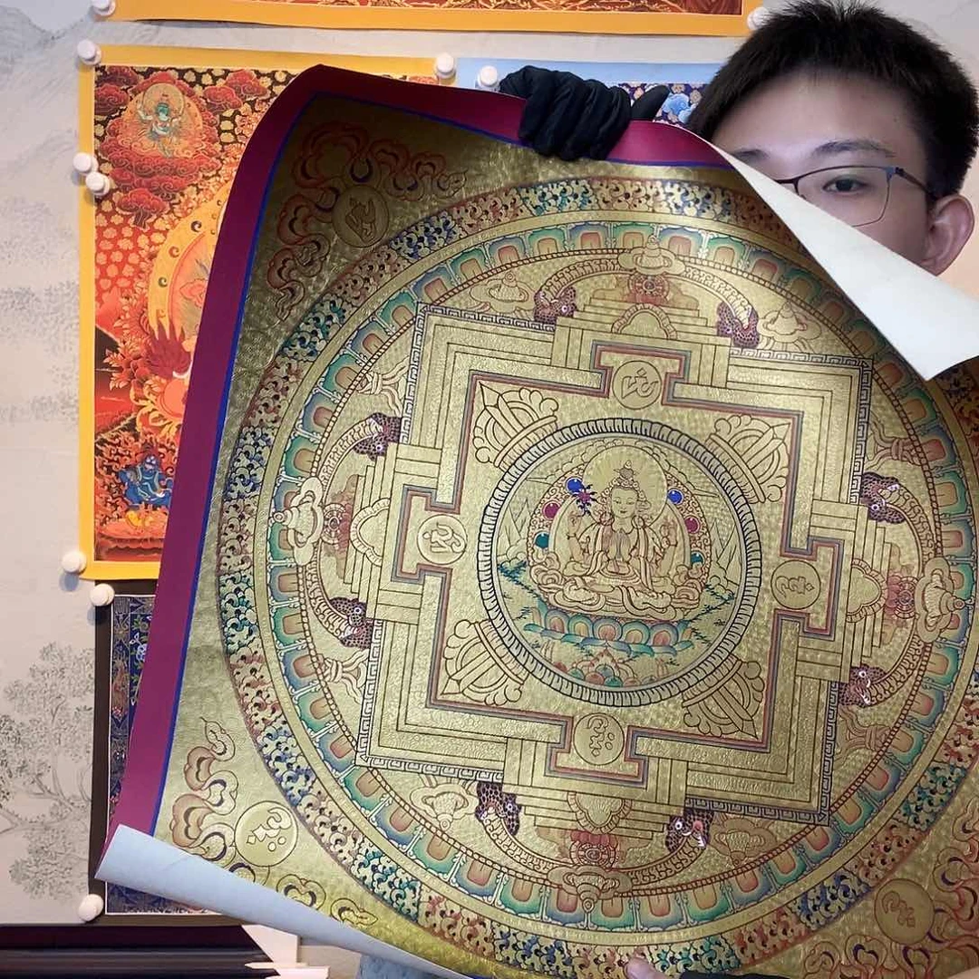 纯手绘时轮金刚坛城唐卡