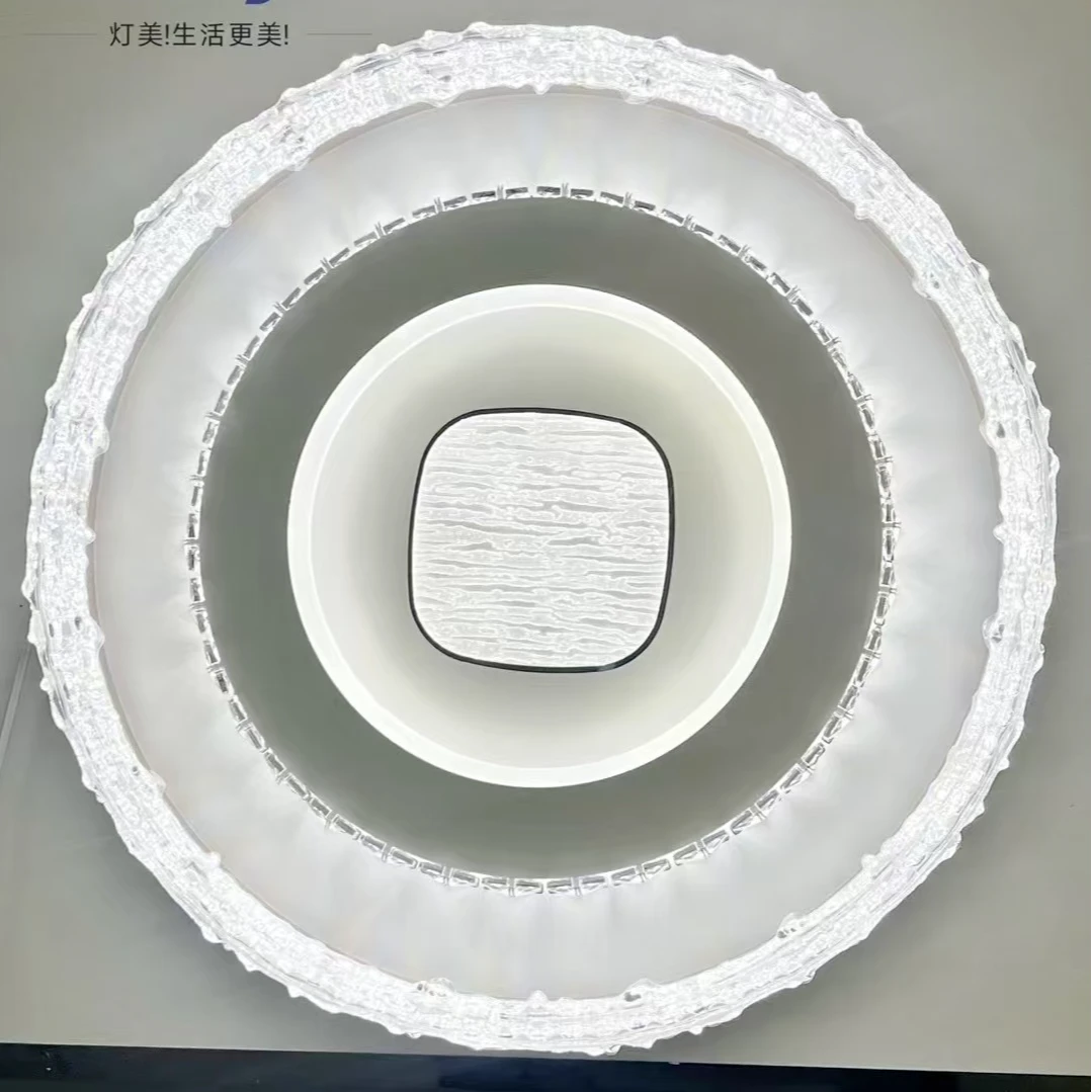 冰雕新款卧室水晶吸顶灯书房儿童房高亮款全光谱语音智能光源大气