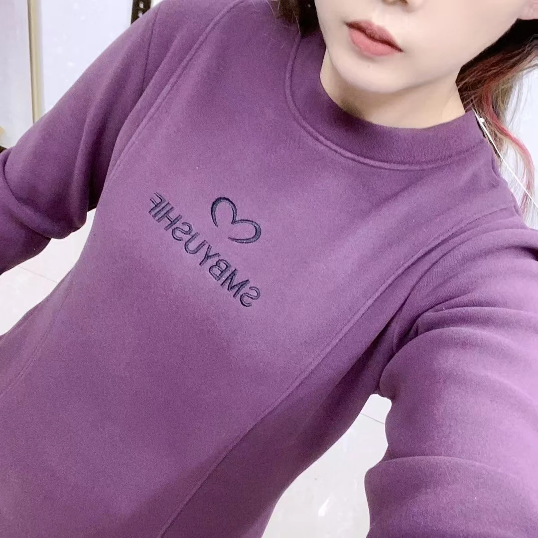 23265慕斯绒重工刺绣加密加厚显瘦百搭防风保暖打底衫