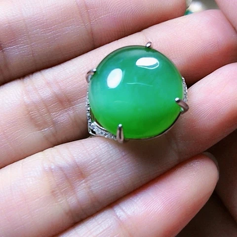 和田玉戒指银S925镶嵌