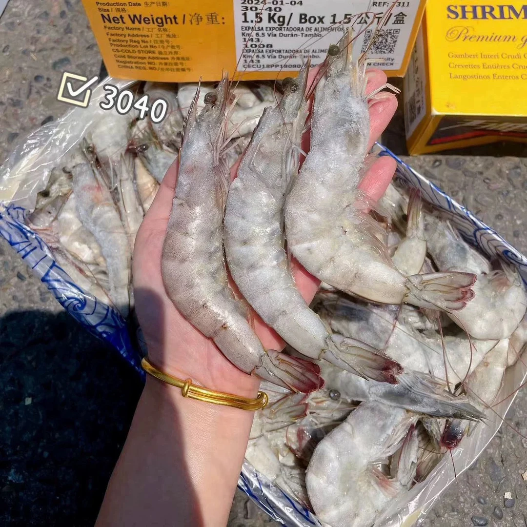 来自厄瓜多尔进口的王牌盐冻白虾